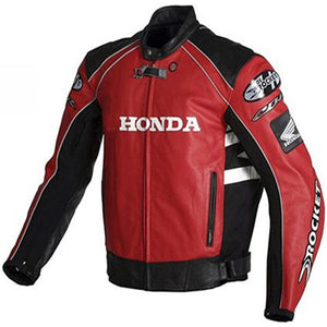honda red and black racing leather jacket