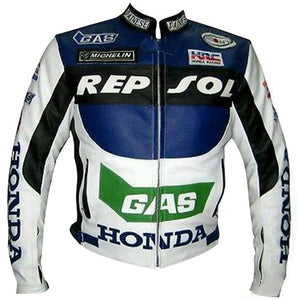 honda repsol gas motorcycle biker leather jacket