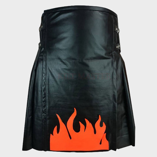 Fire Flame Leather Kilt - 3amoto shop