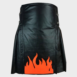 Fire Flame Leather Kilt