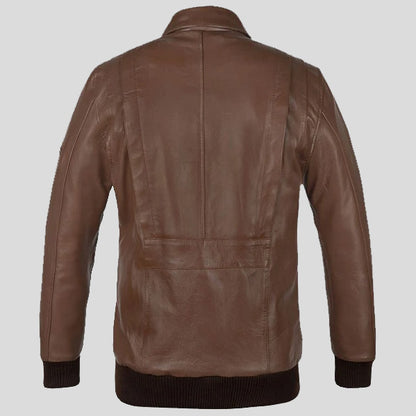 Hunter Bomber Leather Jacket Back