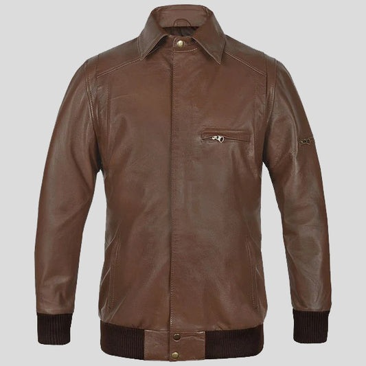 Hunter Bomber Leather Jacket - Fashion Leather Jackets USA - 3AMOTO