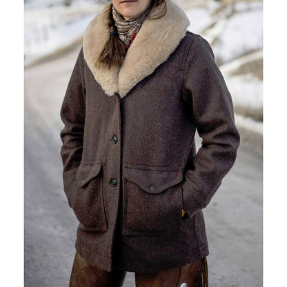 kelly reilly yellowstone shawl collar coat