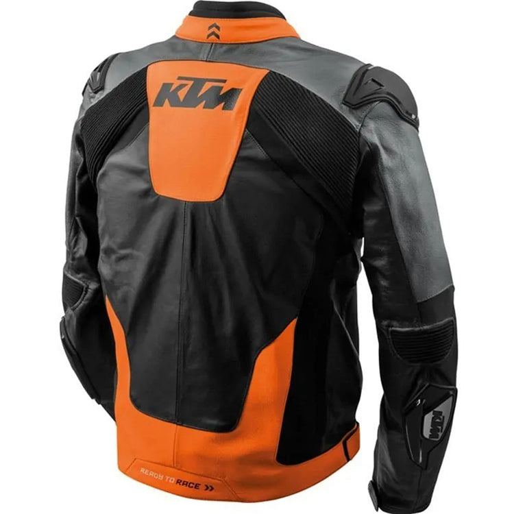 Ktm Rsx Black And Orange Leather Jacket Back