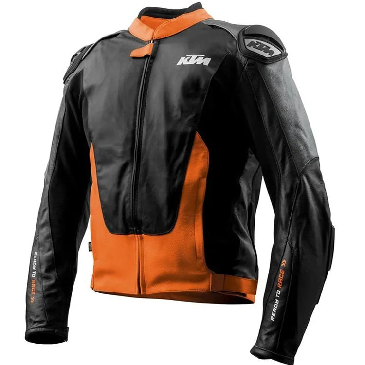 Ktm Rsx Black And Orange Leather Jacket