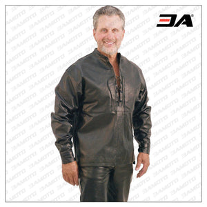 Lace Up Pullover Leather Shirt