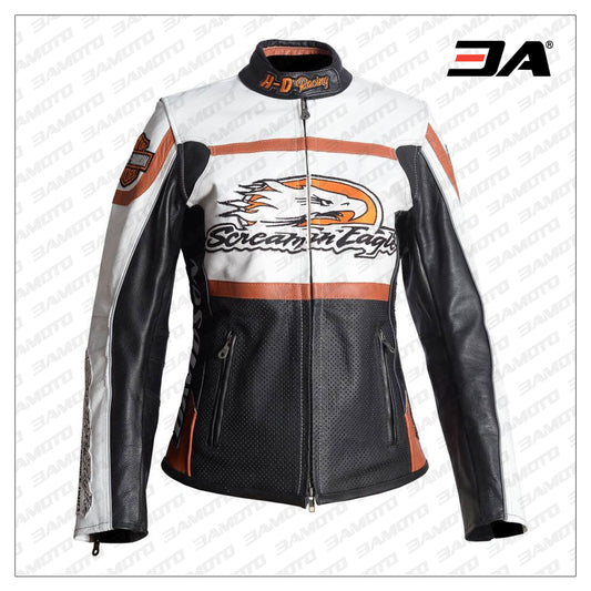 Ladies Harley Davidson Raceway Screamin Eagle Leather Jacket - Fashion Leather Jackets USA - 3AMOTO