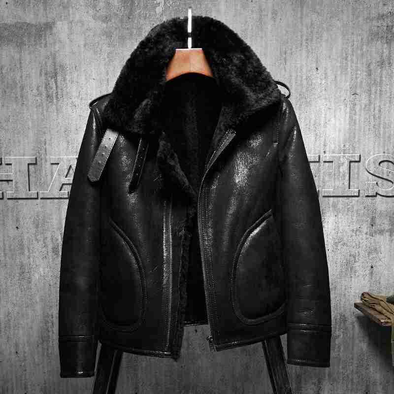 Men's Aviator RAF B3 Flight Bomber Shearling Sheepskin Leather Jacket