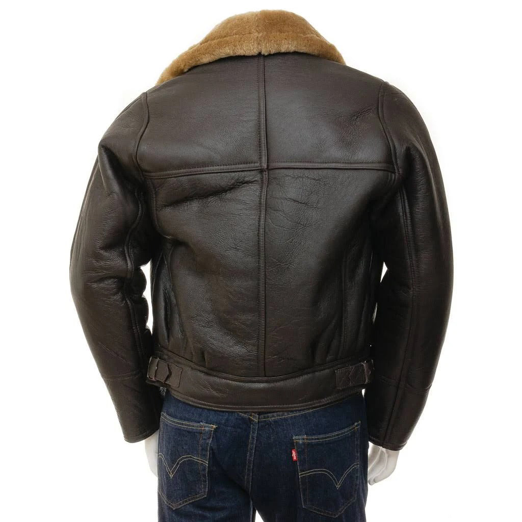 Men's Brown and Ginger Sheepskin Aviator Jacket