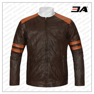 Leather Fighter T-Shirt Brown Jacket