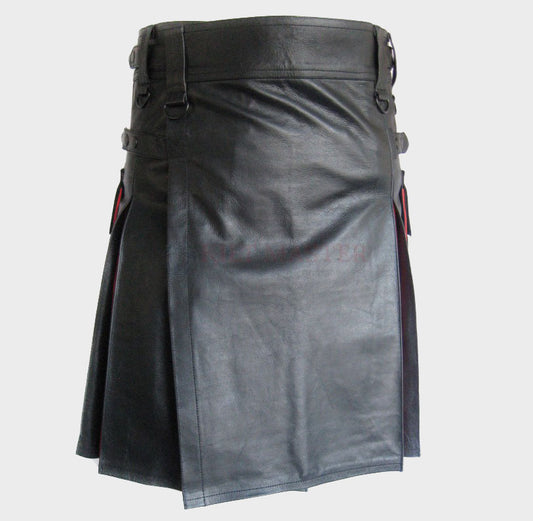 Leather Hybrid Kilt - Fashion Leather Jackets USA - 3AMOTO