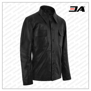 Leather Shirt Black for sale