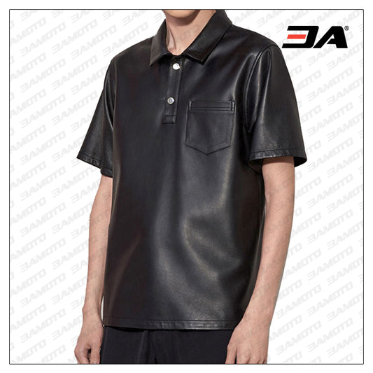 Black Leather T-Shirt for sale - 3amoto shop