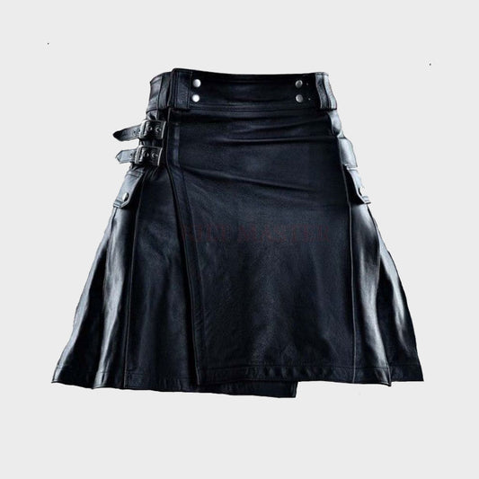 Leather Utility Kilt - Fashion Leather Jackets USA - 3AMOTO