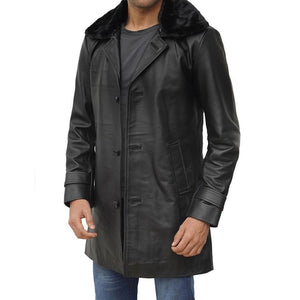 leather coat black for men