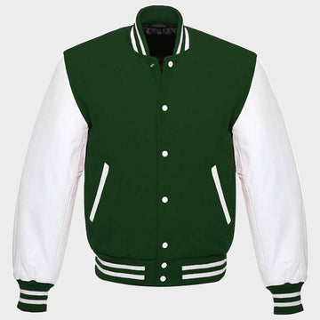 Dark Green Varsity Jacket with Hood