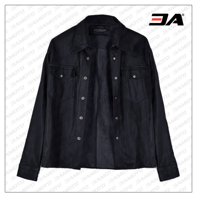 best leather shirt blue