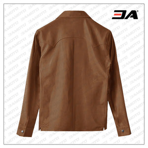 brown leather shirt discount price