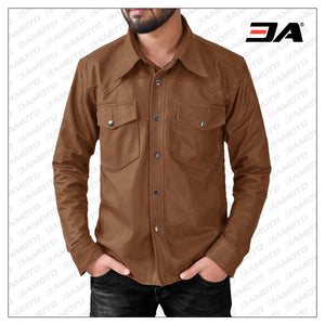 Tan Leather Shirt for sale