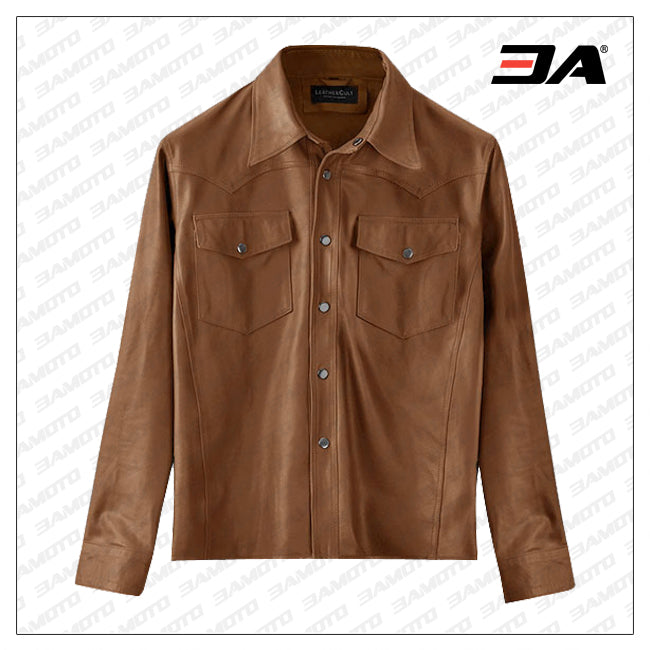 cheap tan leather shirt