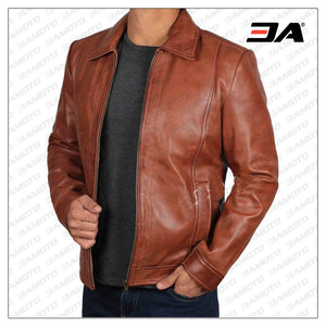 light brown biker leather jacket