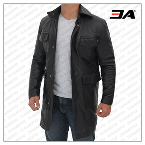 long leather car coat jacket