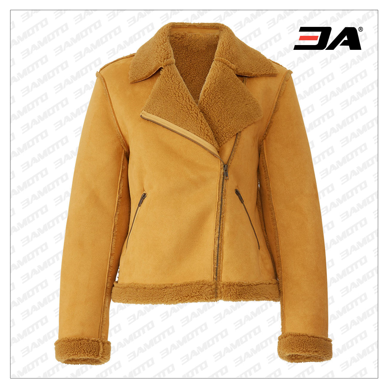 Lovers Dance Yellow Shearling Fur Aviator Jacket