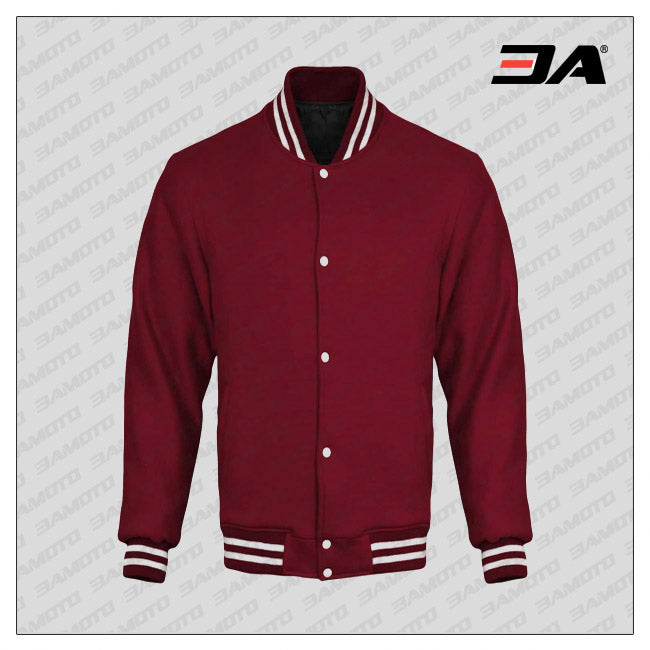 Maroon Cotton Fleece Varsity Jacket