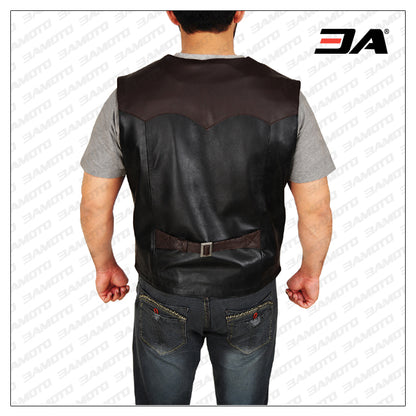 Men Cowboy Leather Vest