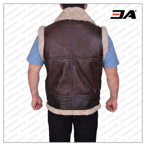 Men Stylish Sheepskin Brown Leather Vest