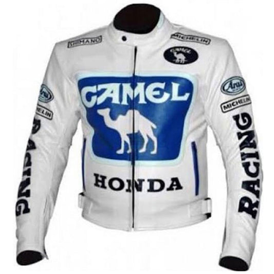 max biaggi camel honda style leather motogp jacket - Fashion Leather Jackets USA - 3AMOTO