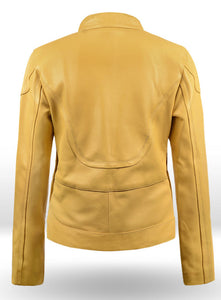 yellow leather jacket for women