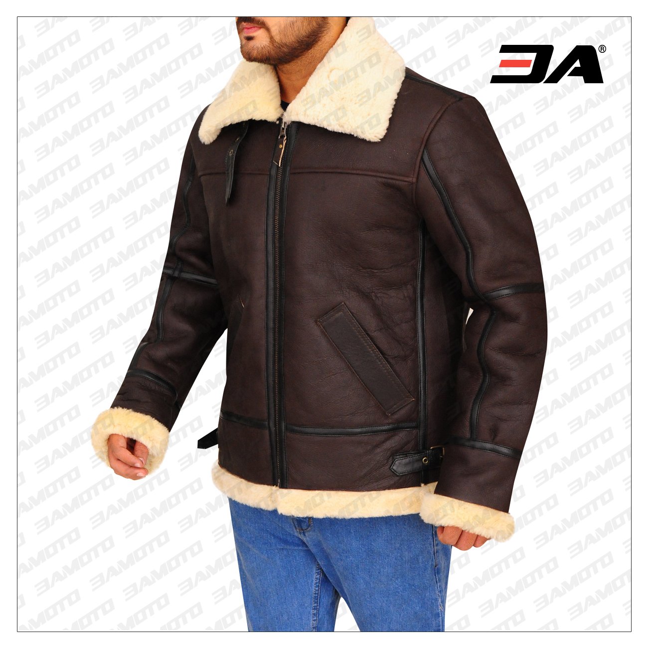 men aviator sheepskin bomber jacket