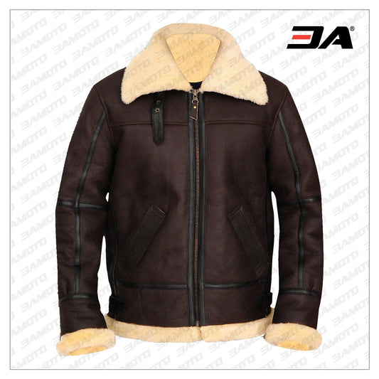 B3 Bomber Aviator Shearling Leather Jacket - Fashion Leather Jackets USA - 3AMOTO