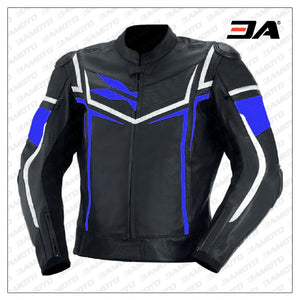 Men Black Blue And White Racing Safety Pads jacket