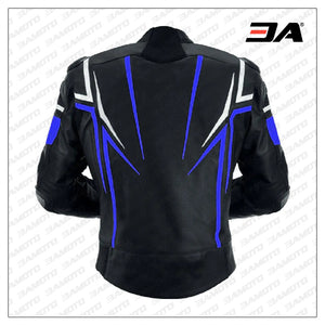 Men Black Blue And White Racing Safety Pads jacket