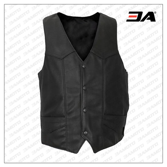 Men Premium Leather Vest - Fashion Leather Jackets USA - 3AMOTO