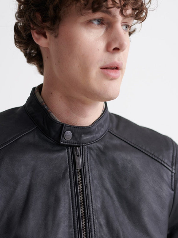 men black leather jacket