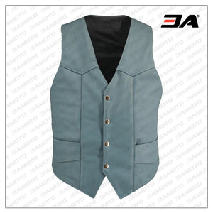 Men Baby Blue Leather Vest