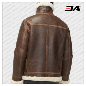 men brown aviator shearling jacket