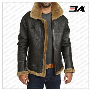 men brown b3 leather jacket