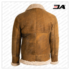 men brown b3 shearling leather jacket