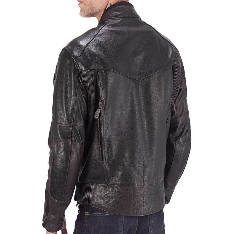 men brown biker jacket