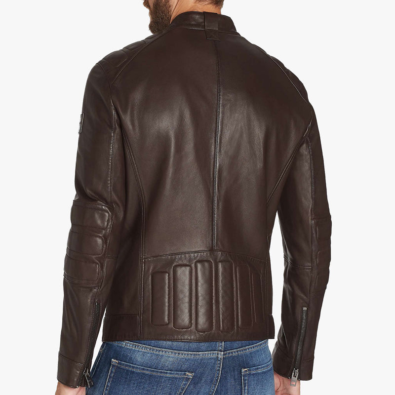 men brown leather jacket