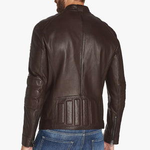 men brown leather jacket