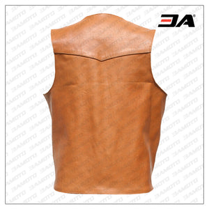 Men Western Style Brown Leather Vest