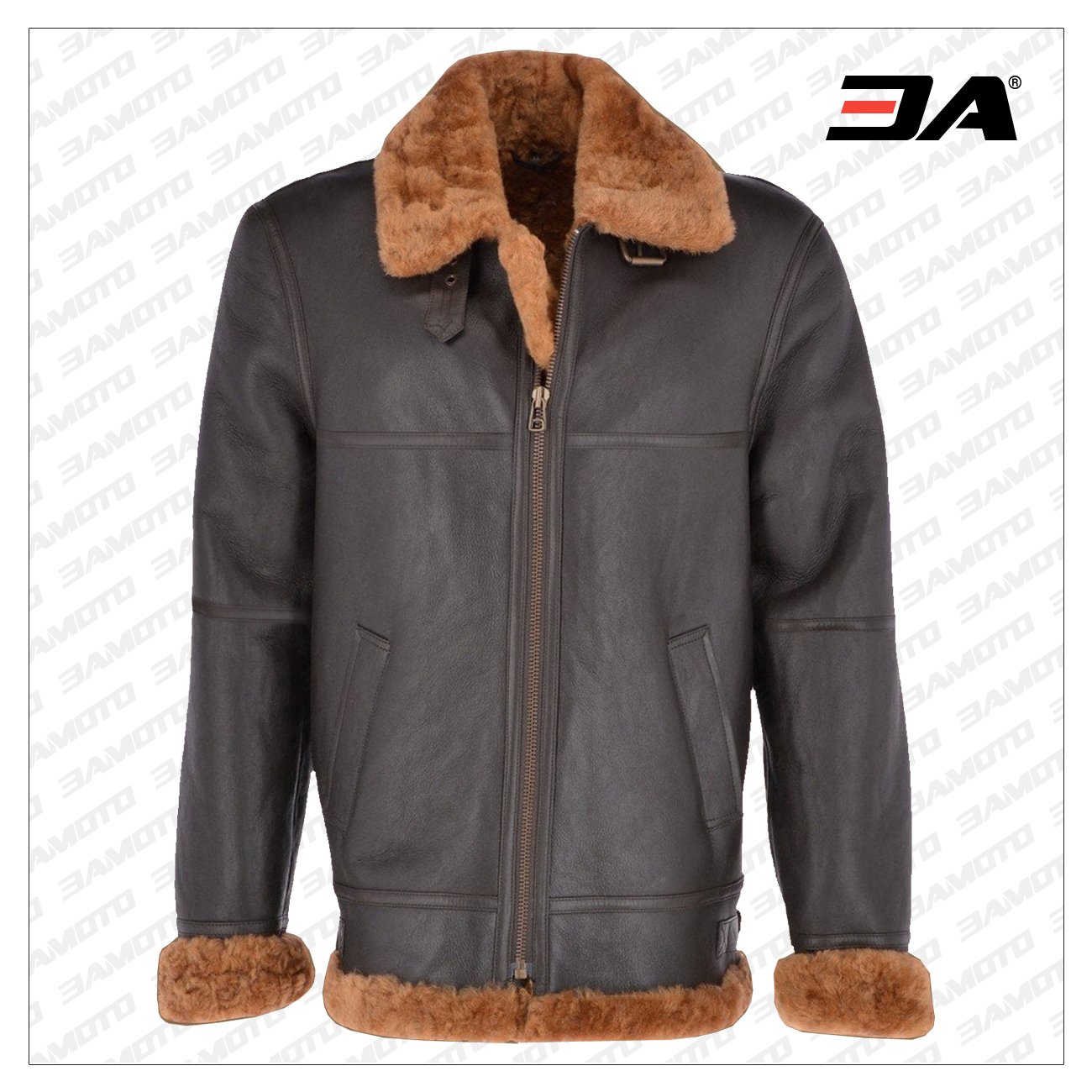 men brown shearling collar jacket