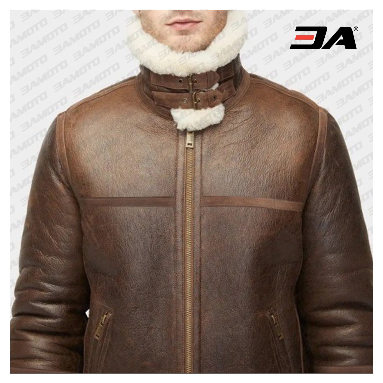 men brown shearling jacket