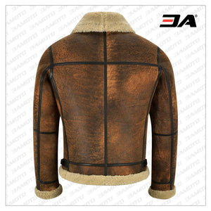 Men Brown Shearling Leather Jacket