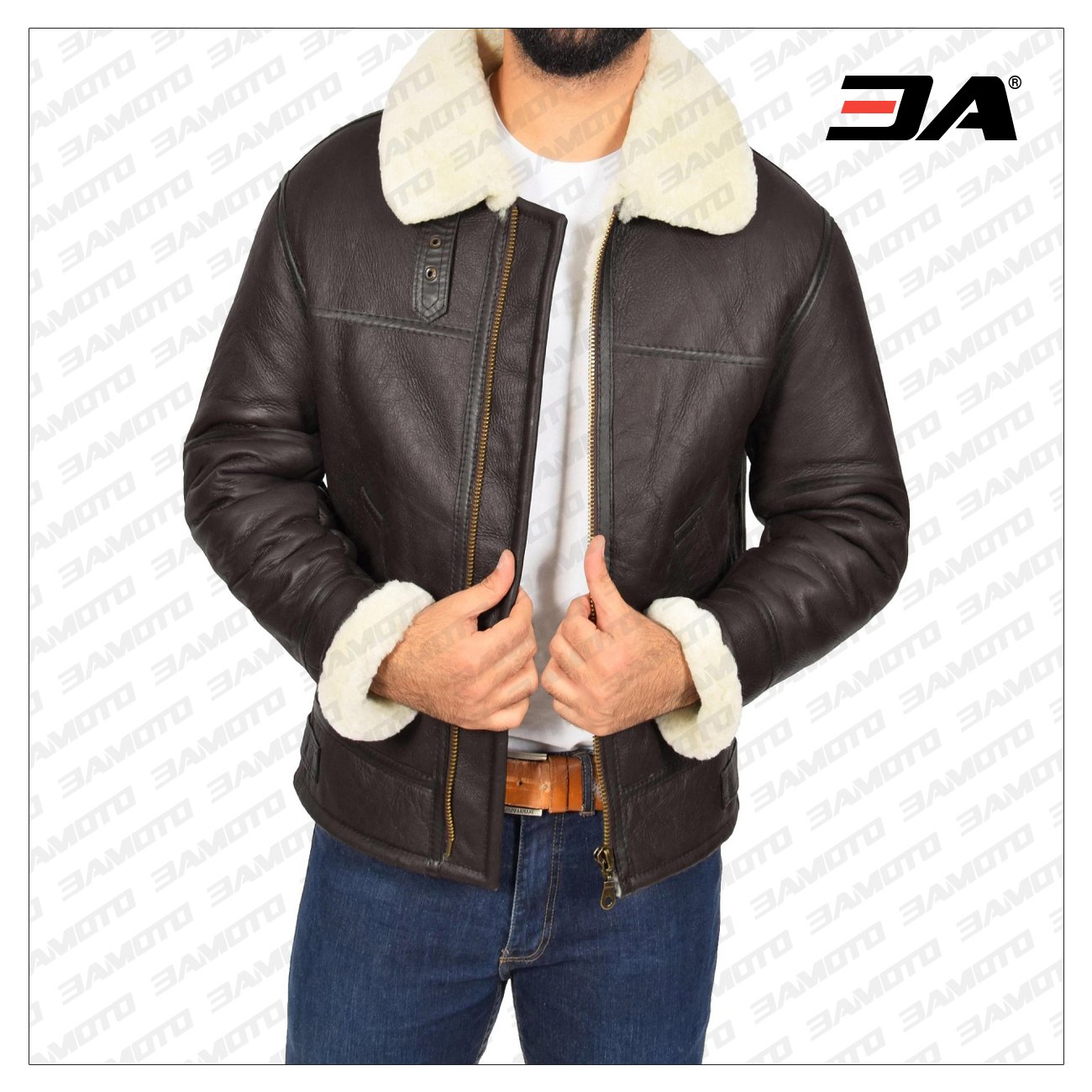 men brown sheepskin jacket